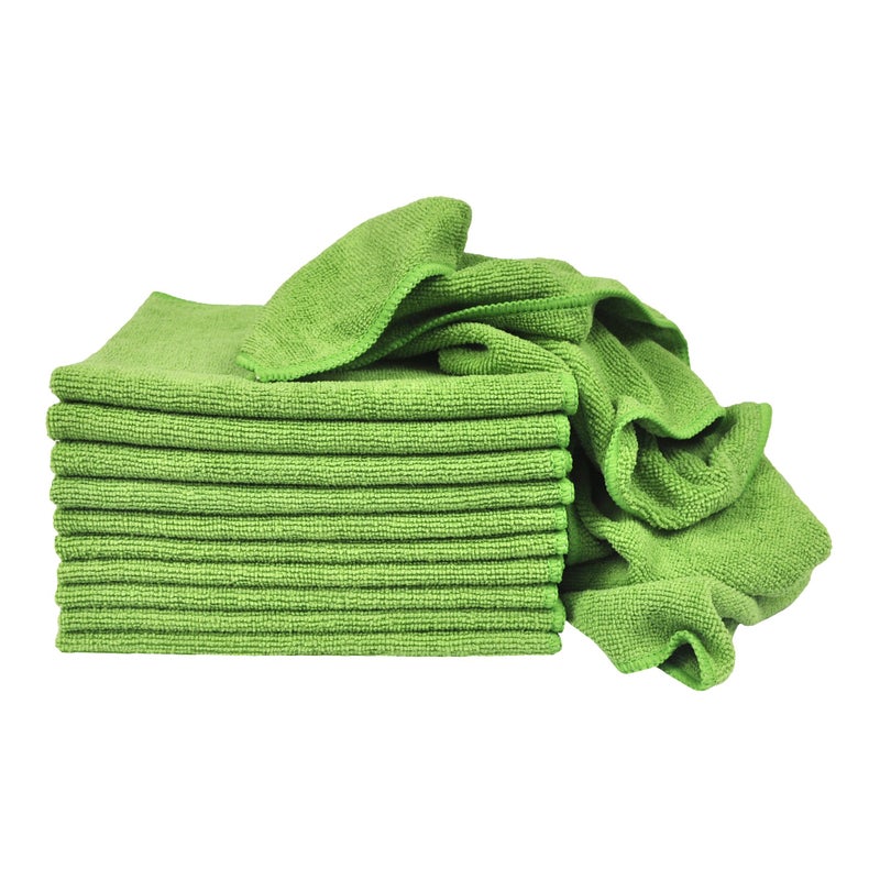 Eurow Utility 240 GSM Terry Weave Microfiber Cleaning Towels for Home, Auto, Boat, RV, Garage, Shop, Streak-Free, Scratch-Free, Reusable, Multi-Surface, Ultra Absorbent, 16x16 Inch, 12-Pack, Green - Image 1